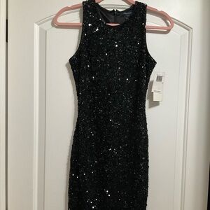 French Connection women’s black all over sequin bodycon cocktail dress 2